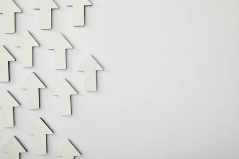 Top view white pointers grey Stock Photos