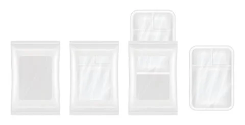 Top view of White polystyrene and plastic packaging mockup Illustrazione stock