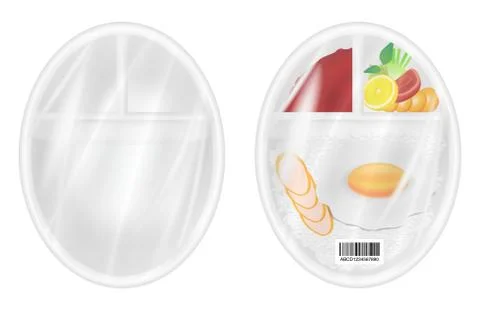 Top view of White polystyrene packaging mockup with food inside Stock Illustration
