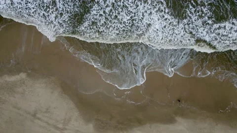 Top view white sand beach and waves Stock Footage 147110952