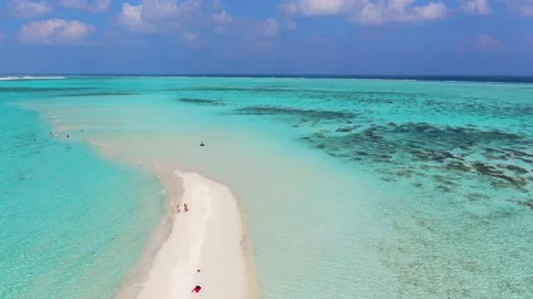 Top view of a white sand spit in the ocean Stock Footage 146086536