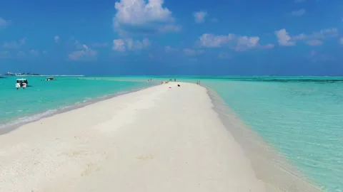 Top view of a white sand spit in the ocean Stock Footage 146086629