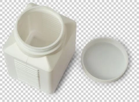 Top view of white square plastic bottle isolated Stock Photos