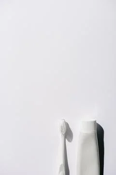 Top view white toothbrush toothpaste Фото
