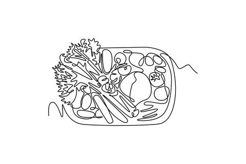 Top view wicker basket with full of raw vegetables Stock Illustration