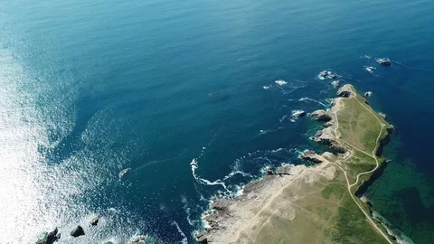 Top view of a wild coast in Belle ile en mer in Brittany France Stock Footage 113174643