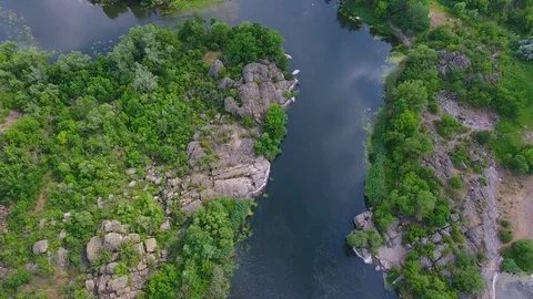 Top view of  wild river. summer day Stock Footage 82740343