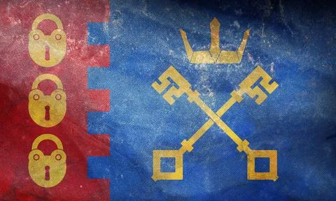 Top view of Willenhall town , UK retro flag with grunge texture. united kingd Stock Illustration