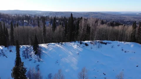 Top view of the winter forest in Siberia from an unmanned aerial vehicle. Stock Footage 170872227