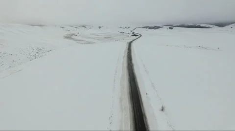 Top view of winter road. Stock Footage 58778442