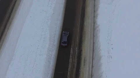 Top view on winter road Stock Footage 85830406