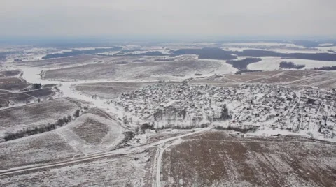 Top view of winter snow fields and plains Stock Footage 58519076