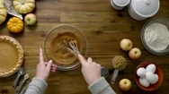Top View, Woman Mixes Spices And Eggs Together With Whisk Stock Footage