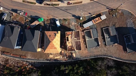 Top View Wooden Frames Luxury Houses Construction Beechville Nova Scotia Canada Video stock 330092260