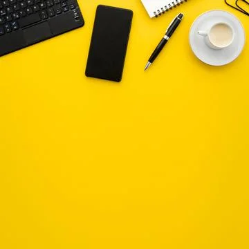 Top view work desk. High quality and resolution beautiful photo concept Stock Photos