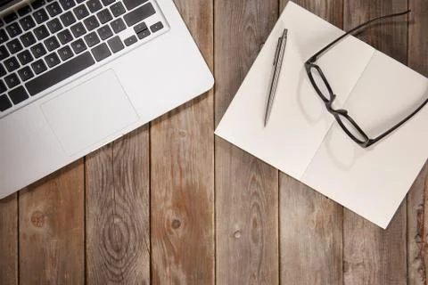 Top view work desk Stock Photos