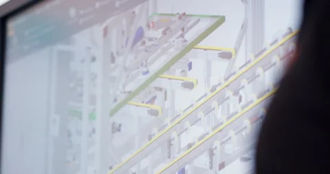 Top view of worker carrying package in automated warehouse facility Video stock 329675456