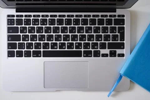 Top-view of worker preparing to working day. Datebook, computer keyboard Stock Photos