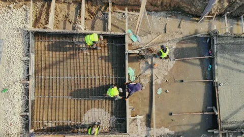Top view of workers in construction Concrete site. 스톡 동영상 99044500