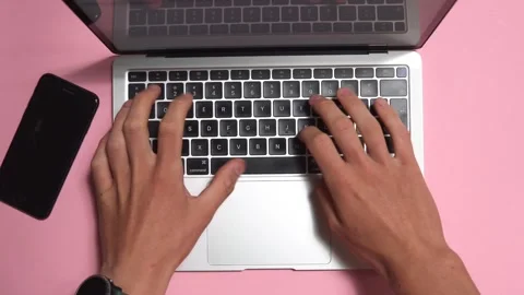 Top view of working on a laptop Stock Footage 248061057