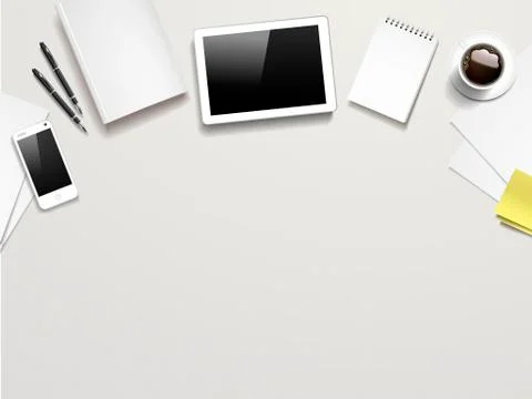 Top view of working place elements Illustrazione stock