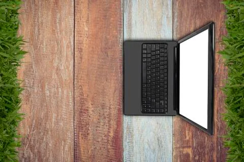 Top view of working place elements Stock Photos