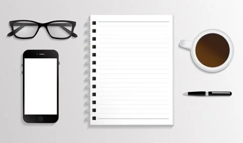 Top view of working place 库存插图