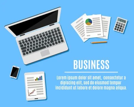 Top view of Workplace with Copy Space Stock Illustration