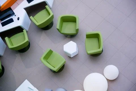 Top view of a workplace in the office. Stock Photos
