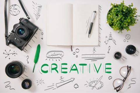 Top view of workplace Foto stock