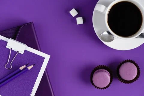 Top view workspace coffe cup Stock Photos