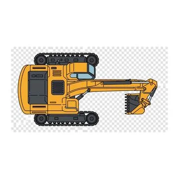 Top view yellow excavator vector graphic Stock Illustration