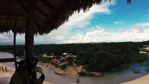 Top View Zip Line Attraction Stock Footage 194453054