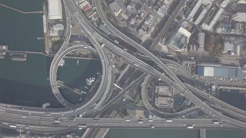 Top view zoom in over expressway Osaka, Kansai, Japan Stock Footage 102252659