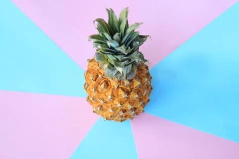Top view.ripe pineapple on a light background Stock Photos