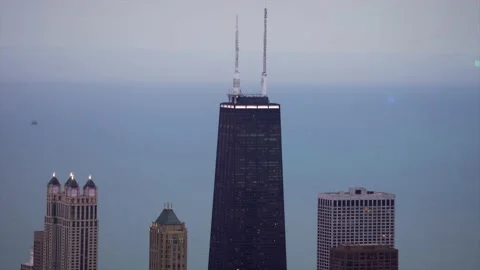 Top of willis tower sears tower antenna flashing Stock Footage 196306292