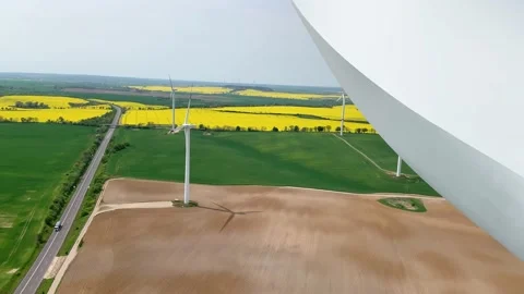 On top of a wind mill Turbine engine Stock Footage 234146438
