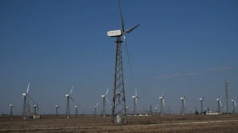 Top of the windmill in action Stock Footage 96006973