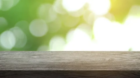 Top Wood table bar in summer day, and nature background green tree bokeh blurred Vídeos de archivo 139147637