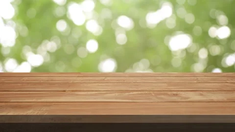 Top wood table on green tree background Stock Footage 146724919