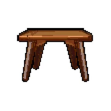 Top wood table pixel art vector illustration Stock Illustration