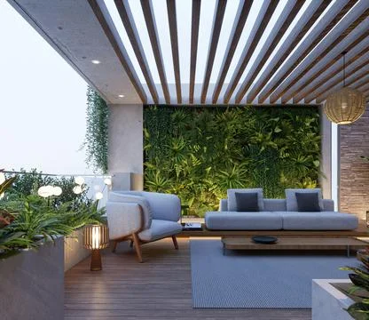 Top of the World Elevating Rooftop Interior Design for a Unique Perspective Stock-Illustration