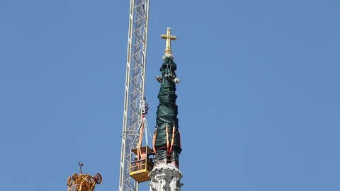 Top of the Zagreb Cathedral 01 Stock Footage 129300743