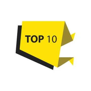 Top10 Text in Label  black, yellow Stock Illustration