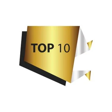 Top10 Text in Label  Gold, silver Stock Illustration