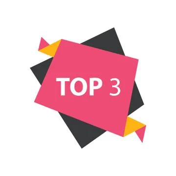 Top3 Text in Label pink, yellow, black Stock Illustration
