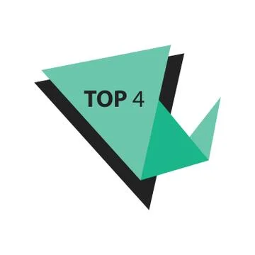 Top4 Text in Label black, Green Stock Illustration