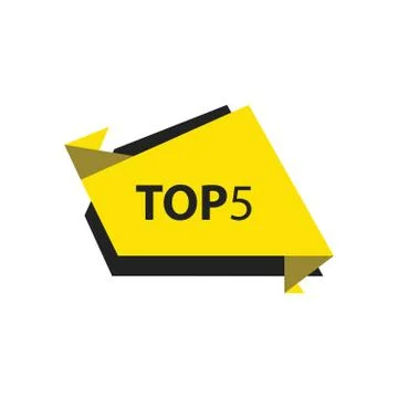Top5 Text in Label  black, yellow Stock Illustration