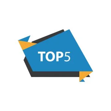 Top5 Text in Label Blue, yellow, black Stock Illustration