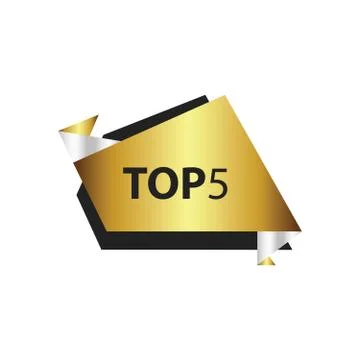 Top5 Text in Label  Gold, silver Illustrazione stock